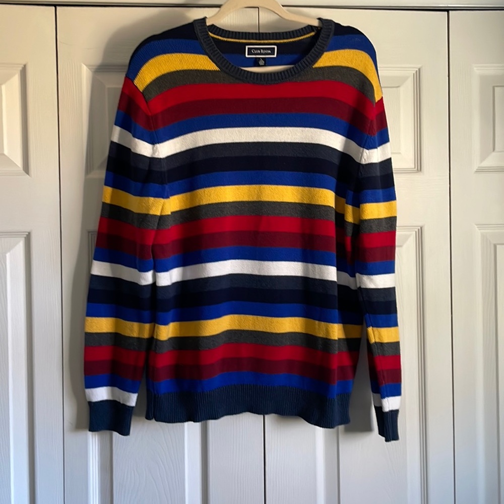 Club Room Striped Sweater. 100% Cotton. Mens size large